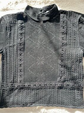 ZARA POINTELLE KNIT LONG SLEEVE TOP - NWT